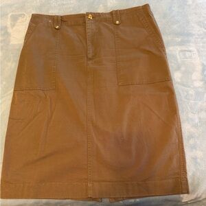 Ralph Lauren Brown Pencil Skirt with Front Patch Pockets